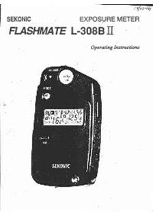 Sekonic L 308 Flashmate manual. Camera Instructions.
